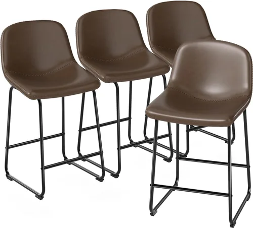Miniatura 10 de TAVR Furniture Leathaire - Juego de 2 taburetes de tela con altura de mostrador, sillas de isla sin brazos, con capacidad para hasta 500 libras