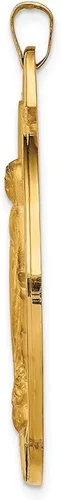 Miniatura 2 de 14k Yellow Gold Solid PolishedSatin Large Raised Round Milagros Medal Pendant