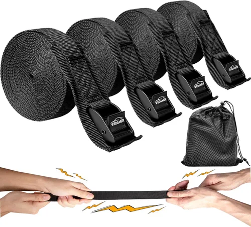 Miniatura 12 de WEDAMER Paquete de 2 correas de amarre para kayak de 8 pies con hebilla de leva de alta resistencia, correa ajustable para kayak, camiones, 2Pack