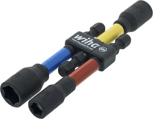 Miniatura 2 de Wiha 70489 Juego de 3 piezas de tuercas magnéticas codificadas por colores SAE de 3 pulgadas