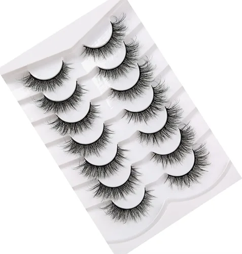 Miniatura 84 de Pooplunch - Pestañas postizas finas de visón sintético, estilo ojo de gato, naturales, cruzadas, tipo racimo, efecto 8D de volumen, tiras