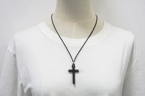 Miniatura 2 de Xianli Wang Collar con colgante de cruz de sándalo natural para hombres y mujeres, regalo de madera de madera casual suéter cadena de coche espejo