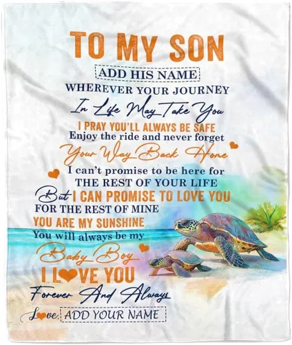 Miniatura 16 de Manta Personalizada "To My Son" de Mamá y Papá Regalos para Hijo que Va a la Universidad Cumpleaños Graduación Navidad Regalo Personalizado Manta
