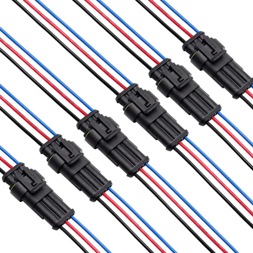 Miniatura 10 de Conector de 2 pines (kit de 6), conectores eléctricos automotrices de 18 AWG, conectores de cable impermeables, conectores eléctricos de 2 pines