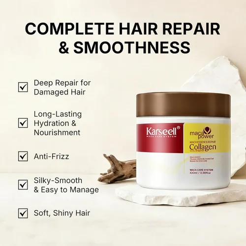 Miniatura 4 de Karseell 100ml 3.38floz Tratamiento capilar de colágeno con aceite de argán, mascarilla acondicionadora de esencia de colágeno para cabello seco