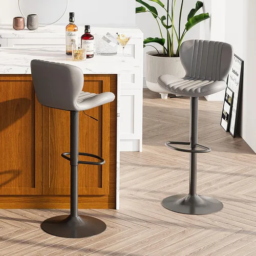 Miniatura 12 de SUNLEI Taburete de bar de altura ajustable, juego de taburetes de bar giratorios, altura de mostrador, taburetes de bar ajustables para encimera