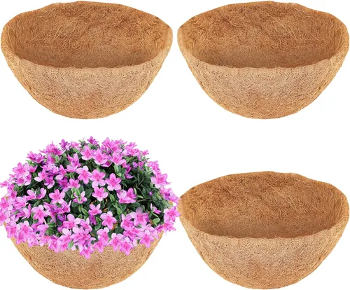 Miniatura 10 de LCHUANG Coco Liners para macetas – Paquete de 2 forros redondos para cestas colgantes de 12 pulgadas, forros de repuesto de fibra de coco 100%