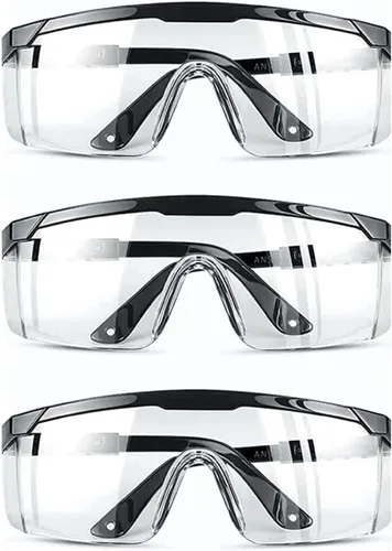 Paquete de 3 gafas de seguridad antivaho y a prueba de roturas, ANSI Z87.1 y EN 166, resistentes a los rayos UV, gafas de seguridad, marco ancho,