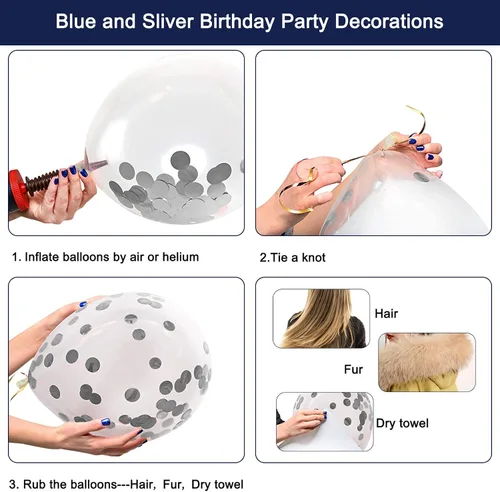 Miniatura 6 de Decoraciones de cumpleaños número 15 para niños y niñas, decoraciones de cumpleaños azul marino para niños y niñas, incluyendo decoraciones de feliz