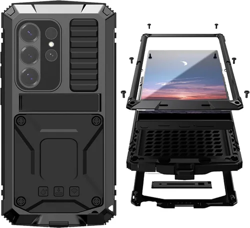 Miniatura 8 de Simicoo Samsung S22 - Funda de metal con protector de pantalla y protector de cámara, resistente a los golpes, con soporte, cubierta completa