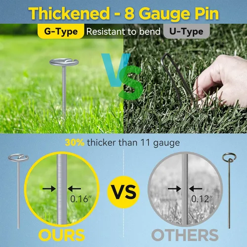 Miniatura 2 de Grapas de Tela de Paisaje, Grapas de Paisaje de 8 Calibres Grueso con Parte Superior Circular - 120 Piezas, No Fácil de Doblar Estacas de Tela