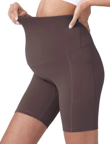 Miniatura 2 de POSHDIVAH - Pantalones cortos de yoga para embarazadas, cubren la barriga, pantalones deportivos cortos para correr, hacer ejercicio y el verano
