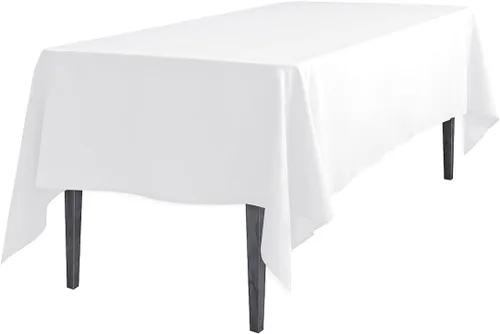 Miniatura 7 de LTC LINENS LinenMantel rectangular de poliéster de 60 x 102 pulgadas, color blanco (negro, 2)