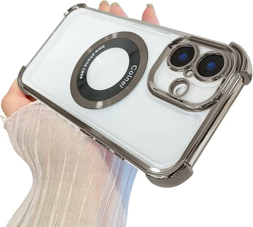 Miniatura 16 de Funda magnética transparente para iPhone 14 Plus, lujo brillante en las cuatro esquinas, protección de grado militar a prueba de golpes