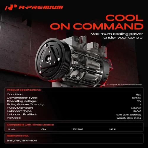 Miniatura 2 de A-Premium Compresor de aire acondicionado y aire acondicionado con embrague compatible con Honda CR-V CRV 2.4L 2002 2003 2004 2005 2006