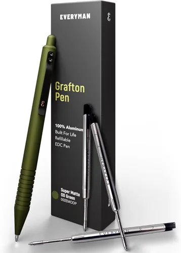 Miniatura 22 de Everyman Black Grafton - Bolígrafo de gel recargable súper mate de clic completo Herramienta de escritura EDC duradera con agarre profundo Flujo