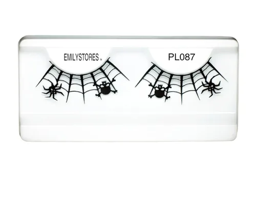 Miniatura 3 de Pestañas postizas de encaje negro con diseño de calavera oscura y telaraña, 1 par