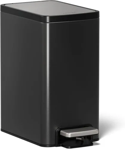 KOHLER 31319-BST - Cubo de basura para baño de 1.6 galones, lata de 6 litros, cubo de basura pequeño con cierre silencioso y pedal de pie, acero