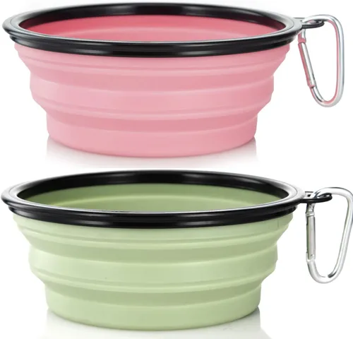 Miniatura 19 de Tazón para Perros Cuencos Plegables para Mascotas, Paquete de 2 Cuencos Plegables de Agua para Perros para Gatos y Perros, Plato Portátil de Verde +