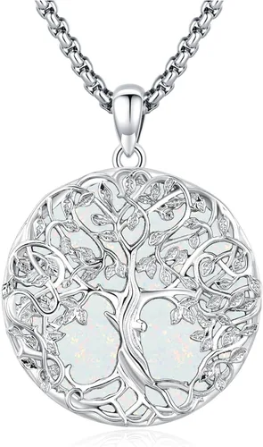 Miniatura 31 de Eusense Collar de ópalo para mujeres y hombres, joyería de ópalo azul y blanco de plata de ley 925 con dije de ópalo auténtico, regalo