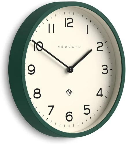 NEWGATE® Reloj de pared con eco número cuatro, reloj redondo moderno, 11.8 in, color verde edén, números fáciles de leer, ideal para cocina, sala de