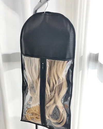 Miniatura 9 de Paquete de 2 soportes para extensiones de cabello, bolsa de almacenamiento de peluca con colgador, extensiones de cabello, paquetes de cola