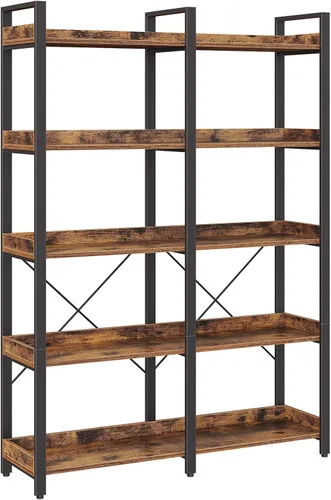 Miniatura 8 de Seventable Estantería grande de 5 niveles, estantería industrial de 63 pulgadas de alto con 4 ganchos, estantería de madera para oficina en casa