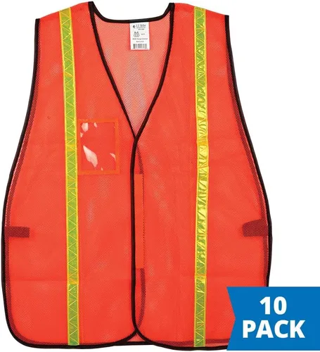 Miniatura 2 de JJ Keller SAFEGEAR - Chaleco de seguridad universal, malla de poliéster, 10 unidades, color naranja
