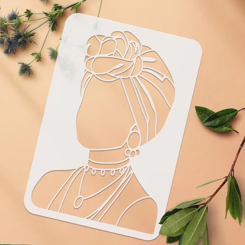 Miniatura 3 de FINGERINSPIRE 4 plantillas de pintura para niñas tribales africanas de belleza de 11.7 x 8.3 pulgadas, plantilla de silueta de cara de niña joven