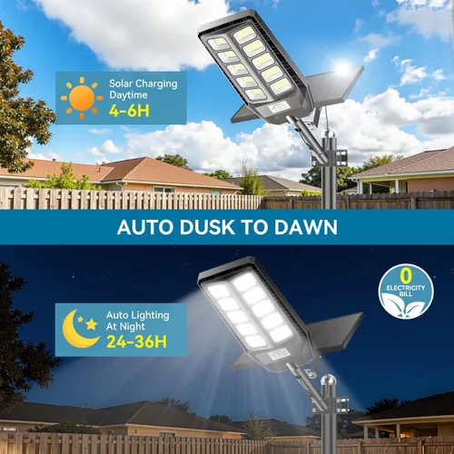 Miniatura 2 de VOOJOY Luces Solares para Exteriores Impermeables, 7000K, luces solares de calle del atardecer al amanecer con sensor de movimiento para exteriores