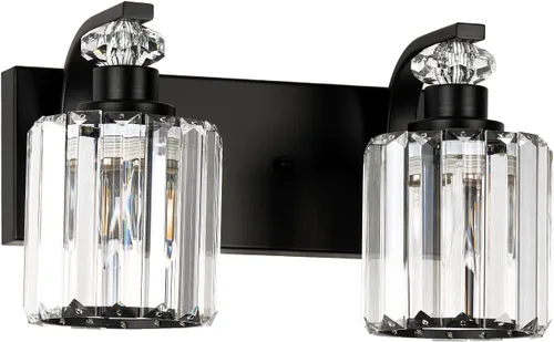 Miniatura 9 de Lámparas de baño negras con pantalla de cristal K9, iluminación de baño sobre espejo, luces de tocador para sala de estar, dormitorio, baño