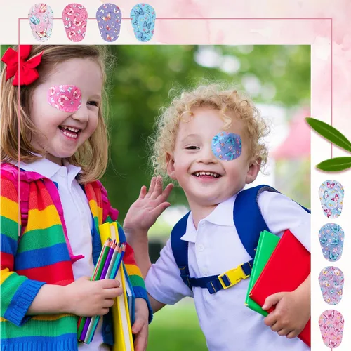 Miniatura 2 de Geyoga 80 parches adhesivos para los ojos para niños, parches adhesivos de algodón suave y transpirable para ambliopía y ojos perezosos, vendajes