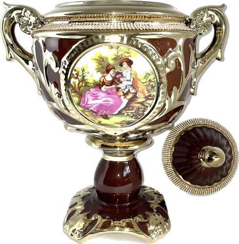 Miniatura 2 de Sopera de santo Yoruba Oya marron con acentos dorados./ Sopera Oya marrón con detalles dorados
