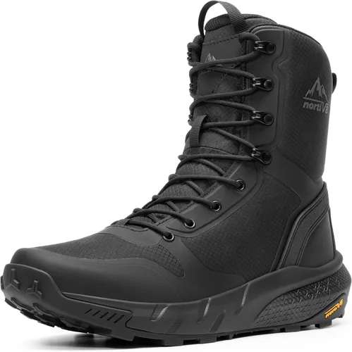 Miniatura 10 de NORTIV 8 Botas tácticas militares para hombre, ligeras y cómodas, con cremallera lateral para todo el día, botas de trabajo, para motocicleta, botas
