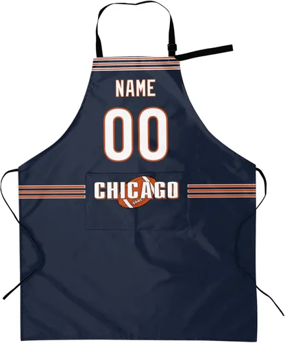 Miniatura 26 de Delantal con bolsillos, nombre personalizado y número, regalos personalizados para hombres y mujeres fanáticos del fútbol