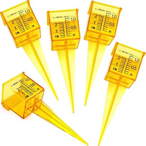 New Resources Group Medidor de rociador de lluvia para exteriores, boca ancha de 1.5 pulgadas, paquete múltiple de color amarillo brillante, jardín