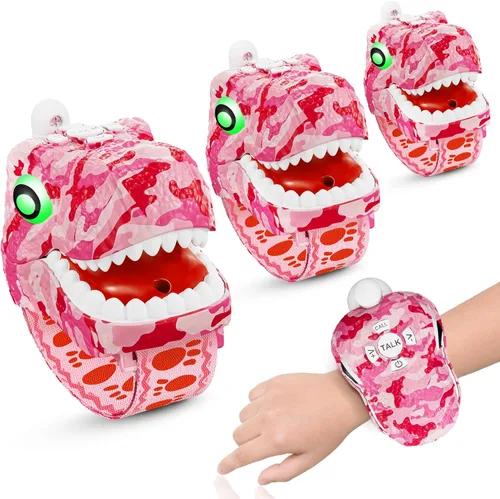 Miniatura 9 de Walkie Talkies de dinosaurio para niños, paquete de 2, equipo de camping, juguetes al aire libre T-Rex para niños de 3 a 12 años de edad, 3 canales