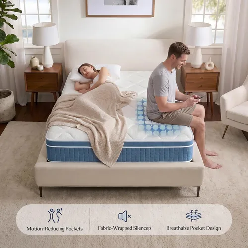 Miniatura 4 de Vesgantti 8 Inch Twin Mattress, Cooling Hybrid Mattress in a Box with Pocket Spring & Memory Foam, Medium Firm Mattress for Back Pain Relief