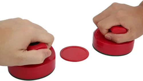 Miniatura 6 de Discos de repuesto de hockey de aire rojo y porteros deslizantes para mesas de juego, empujadores de hockey de aire, juego de empujador deslizante