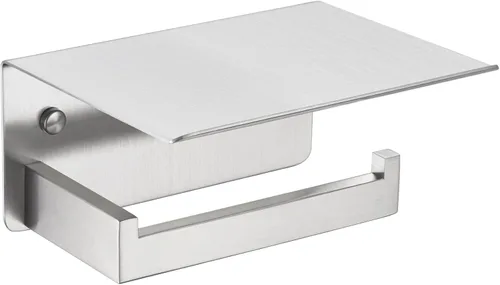 APLusee Soporte de papel higiénico de níquel cepillado con estante para teléfono, soporte de rollo de papel higiénico de acero inoxidable 304,