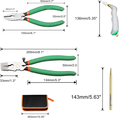 Miniatura 7 de SPEEDWOX 10 alicates para correr de vidrio resistente, alicates con puntas de goma adicionales, herramienta profesional de corte de vidrieras