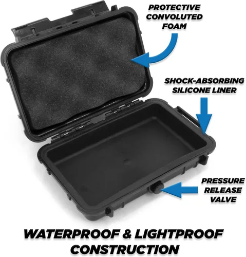Miniatura 4 de CASEMATIX Estuche rígido de película de 1.378 in – 7" resistente al agua y a la luz soporte para hasta 0.472 x 1.378 in o 8 x 120 rollos