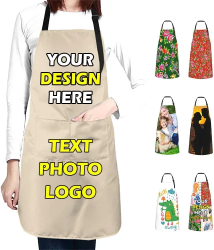 Miniatura 13 de Delantales impermeables personalizados para diseñar tu propia imagen, logotipo, texto, añadir fotos, delantal para cocinar hornear, 33 x 27.5
