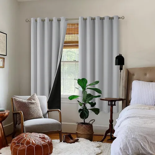 Miniatura 2 de BGment Cortinas térmicamente aisladas 100% opacas para dormitorio con forro negro, doble capa de oscurecimiento completo de la habitación, reducción