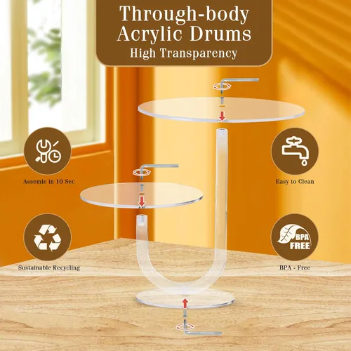 Miniatura 4 de Boxalls Soporte para pasteles de 2 niveles, elegante torre de acrílico transparente para cupcakes para bodas, cumpleaños, aniversarios, baby