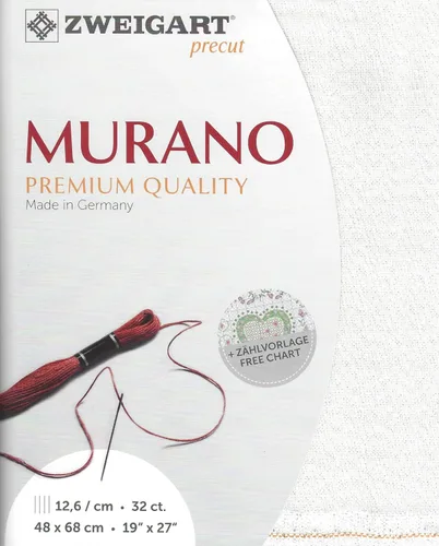 Miniatura 4 de Zweigart Murano precortado 32 unidades blanco antiguo 3984/101. lienzo de costura, tela de punto de cruz, lienzo bordado 52% algodón y 48% viscosa