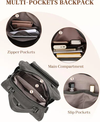 Miniatura 5 de Bolso tipo mochila para mujer, RAVUO de piel sintética, mini mochila de moda para mujer, tres formas de llevar, S