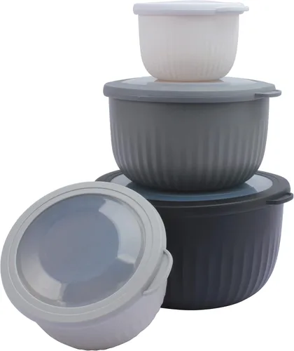 Miniatura 7 de COOK WITH COLOR - Juego de tazones de preparación profundos con tapas, para mezclar, de plástico, pequeños y apilables (color negro degradado)