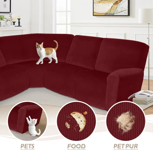 Miniatura 198 de Arfntevss Fundas de sofá seccional reclinable de terciopelo, Funda de sofá seccional de esquina para sofá reclinable, Funda elástica suave