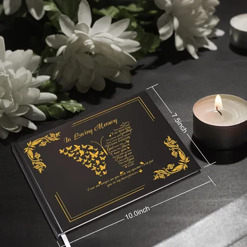 Miniatura 2 de SOITIS Libro de invitados funeral para servicio conmemorativo Celebración de la vida, libro de memoria con decoración, tapa dura, recuerdos